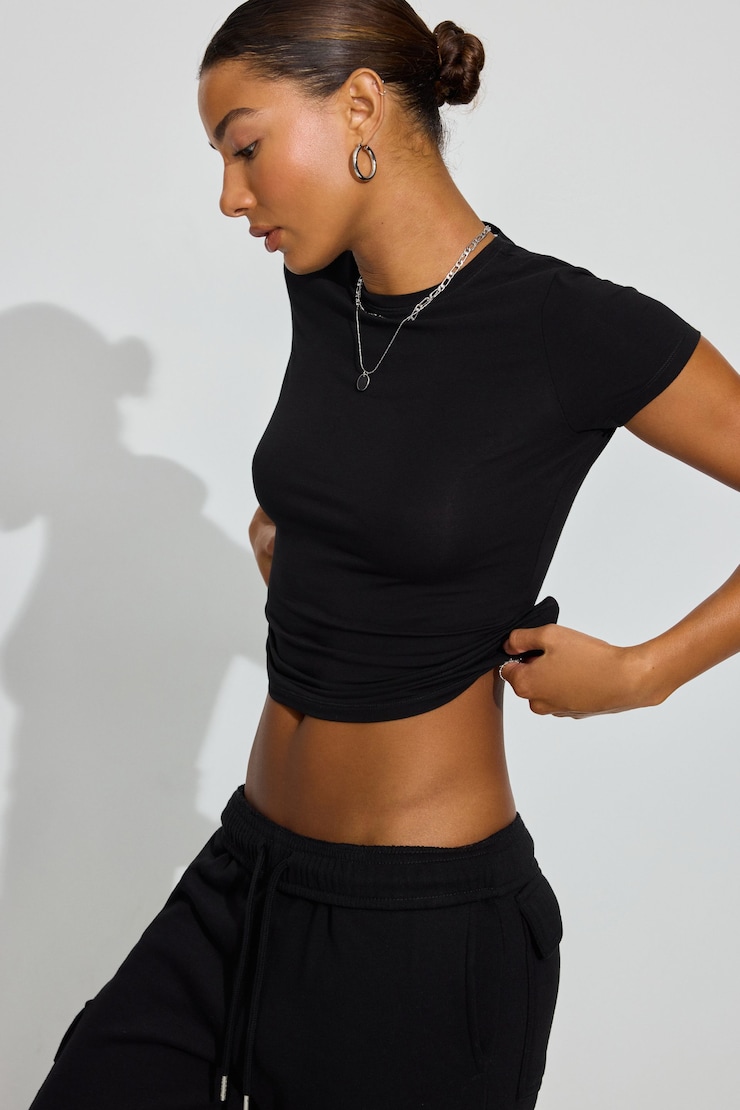 Estelle Longline Tee Black