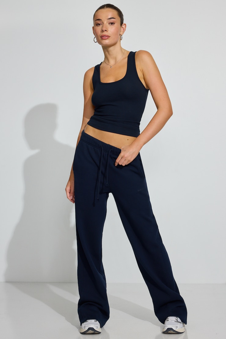 Scoop Neck Ribbed Tank Top Navy - Image 3