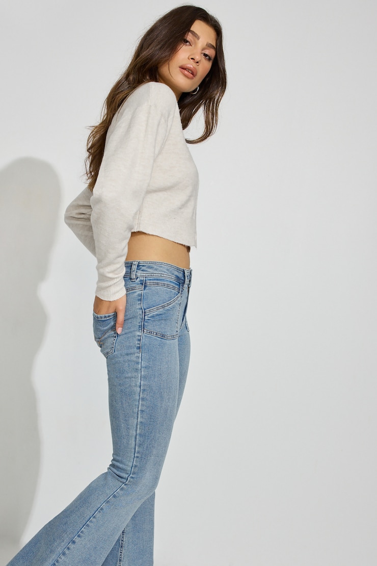 Renee Spongy Cropped Cardigan Beige - Image 2