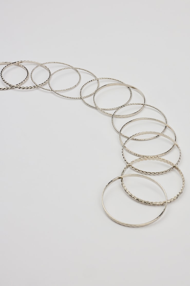 Set of 11 Textured Bangles GREY - Image 3