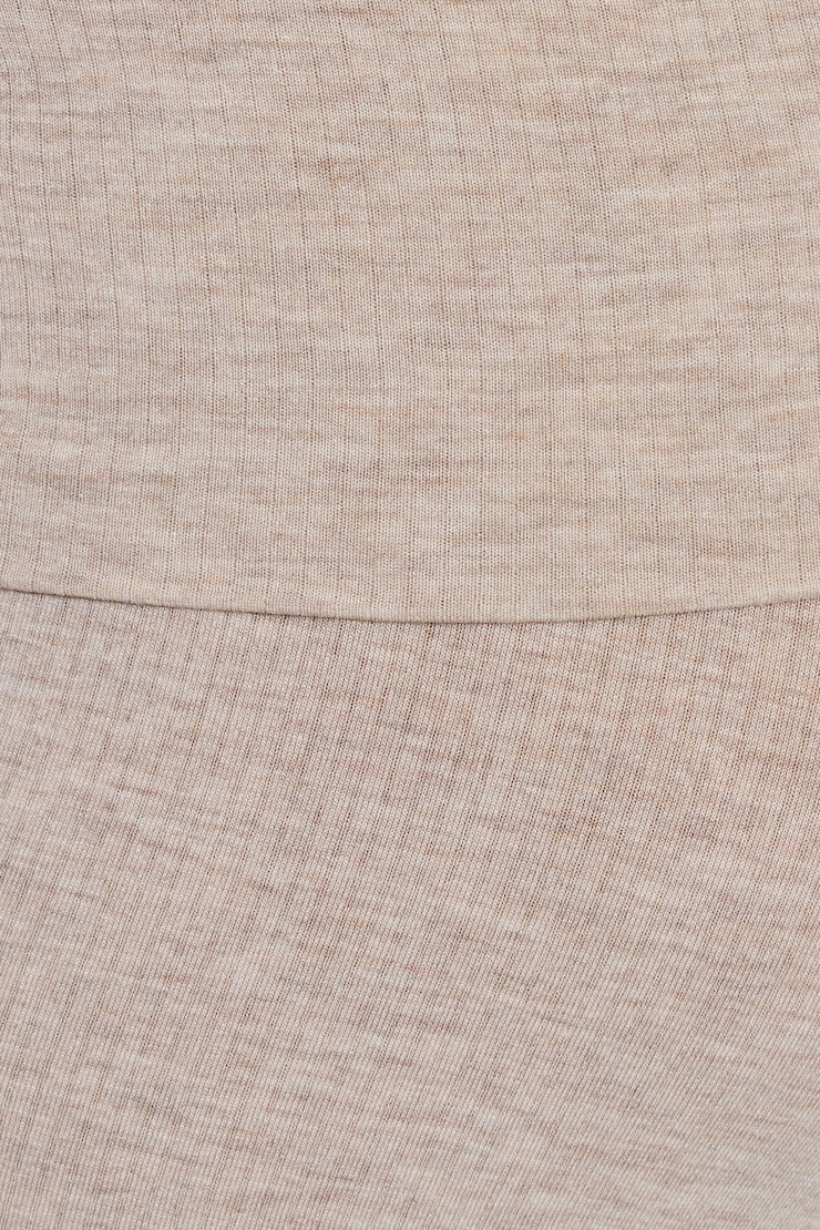 Sheer Ribbed Foldover Pants Beige - Image 4