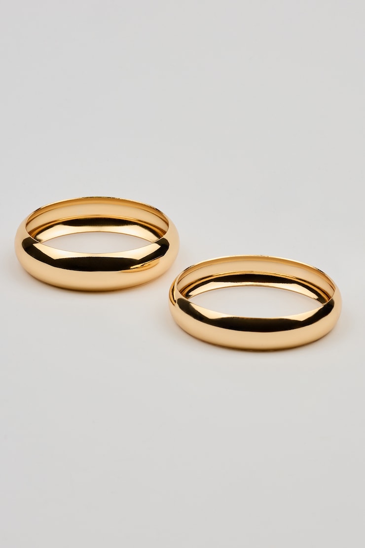 2 Pack Wide Rounded Bangles Yellow - Image 3