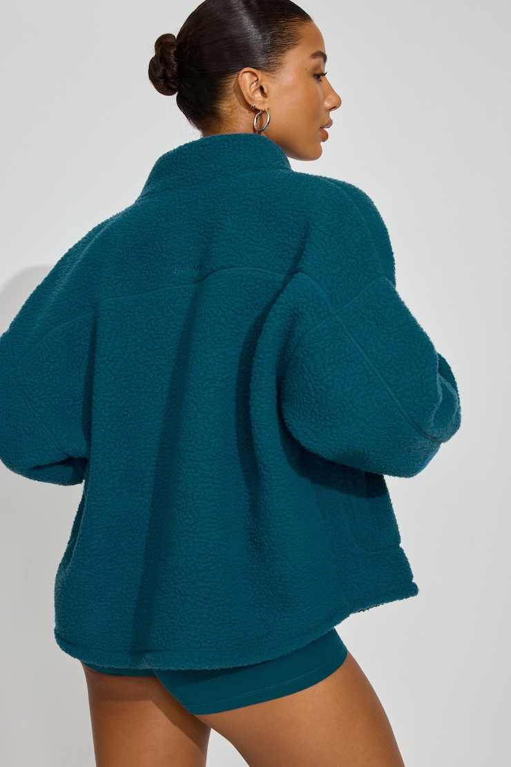 Sherpa Fleece Full Zip Jacket Blue - Image 4