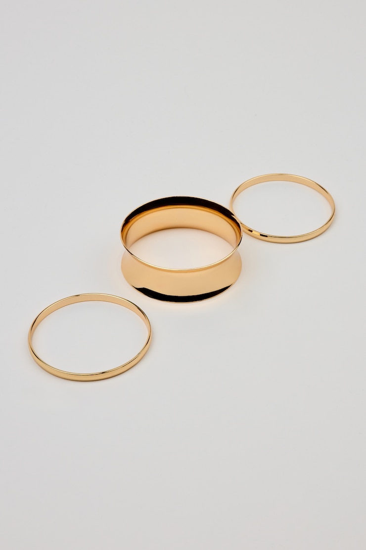 Set of 3 Convex & Wave Bangles Yellow - Image 3