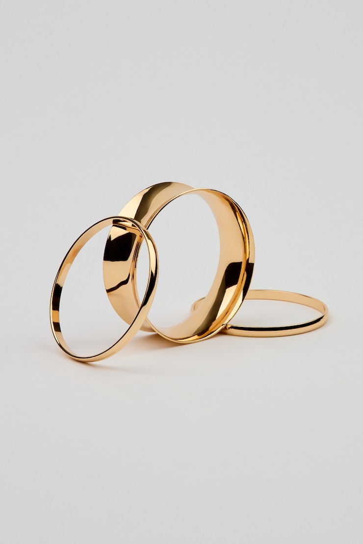 Set of 3 Convex & Wave Bangles Yellow - Image 4