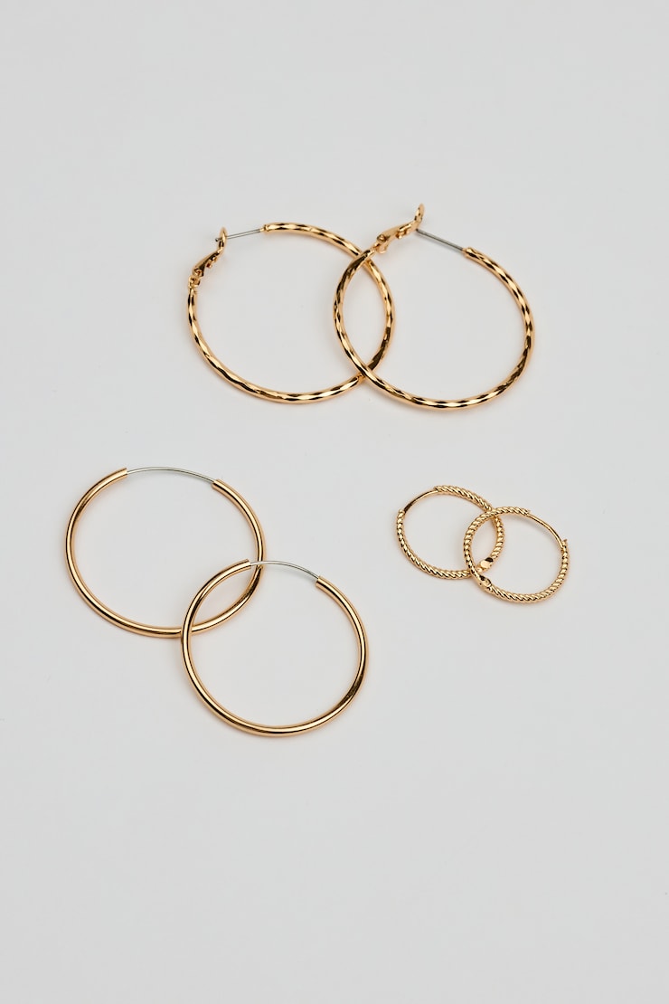 6 Pack of Mini Studs & Thin Hoop Earrings Yellow - Image 3