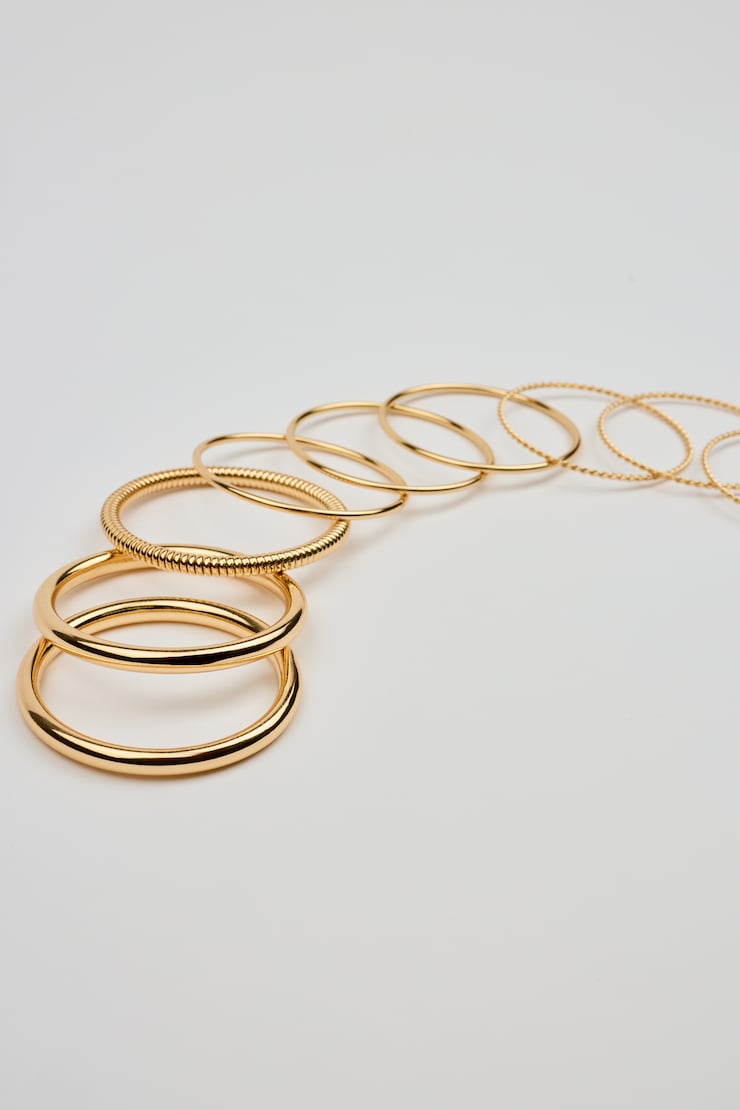 Set of 9 Twisted Bangles Yellow - Image 2
